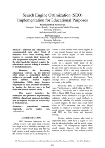 Search Engine Optimization (SEO) Implementation for Educational ...